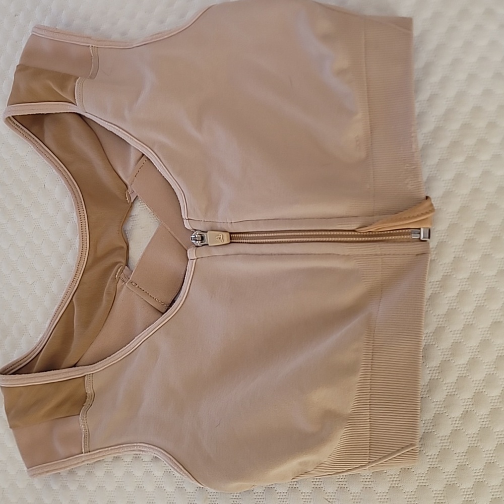 AlignMed AlignMe Zipper front posture sports bra beige size medium